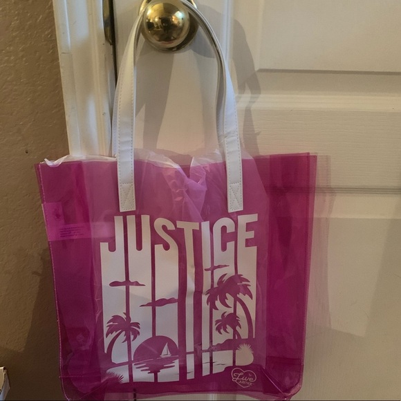 nwt justice girls logo sunset color changing tote pink white summer beach - Picture 2 of 4